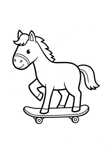 Coloring Page: Skateboarding Horse Coloring Page