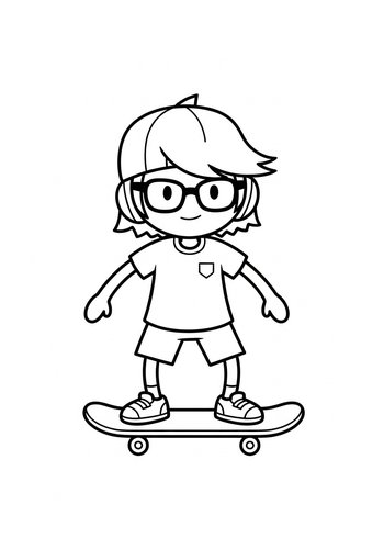 Skateboarding Kid Coloring Page