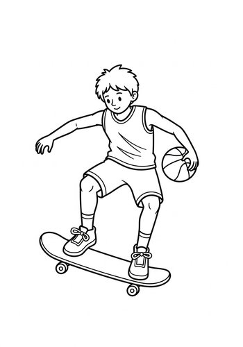 Skater Boy Coloring Page: Action-packed Fun