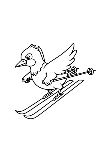 Coloring Page: Ski Bird Adventures Coloring Page