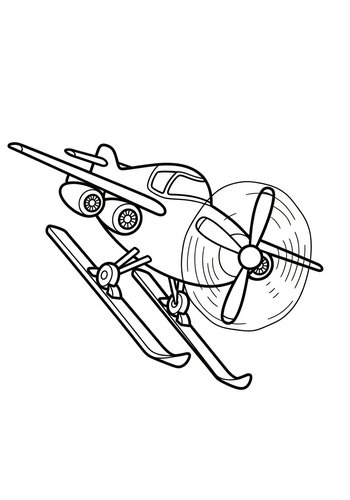 Ski Plane Adventure Coloring Page