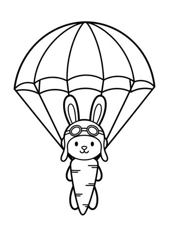 Skydiving Bunny Coloring Page