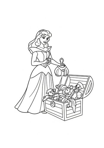 Sleeping Beauty's Dress-up Fun: Magical Costumes Coloring Page