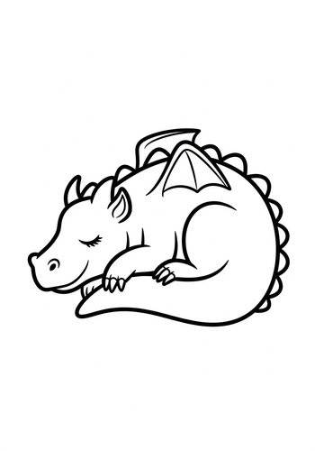 Sleeping Dragon Coloring Page: Mythical Fun