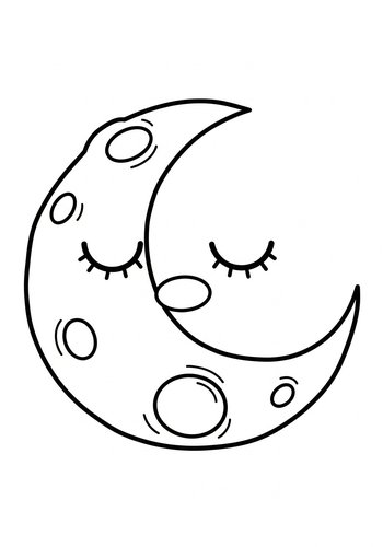 Sleeping Moon Coloring Page For Kids