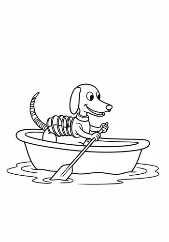 Slinky Dog's Bathtub Boat Adventure: A Coloring Page