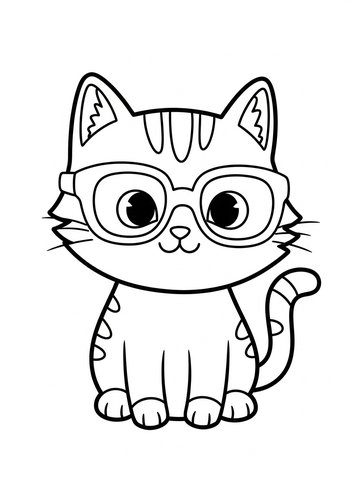 Smart Kitty Coloring Page: Feline Fun