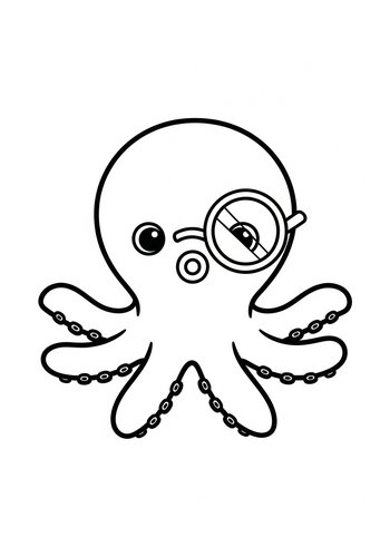 Smart Octopus Coloring Page
