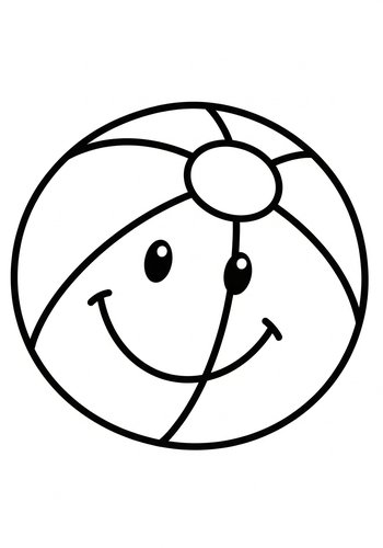 Smiling Beach Ball Coloring Page