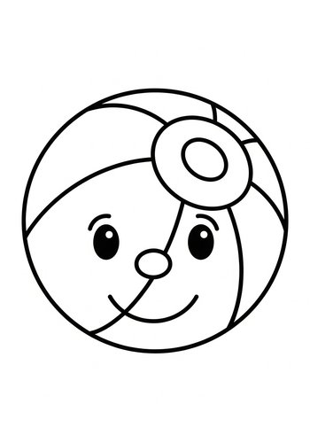 Smiling Beach Ball Coloring Page Fun