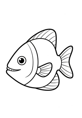Smiling Fish Coloring Page For Kids