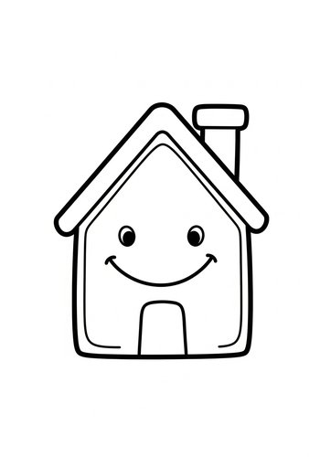 Coloring Page: Smiling House Coloring Page: A Home Sweet Home