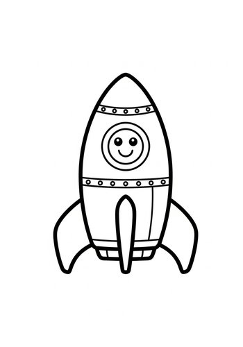 Smiling Rocket Coloring Page For Kids