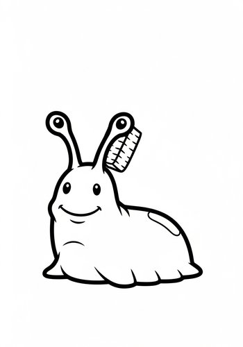 Smiling Snail With A Toothbrush Coloring Page