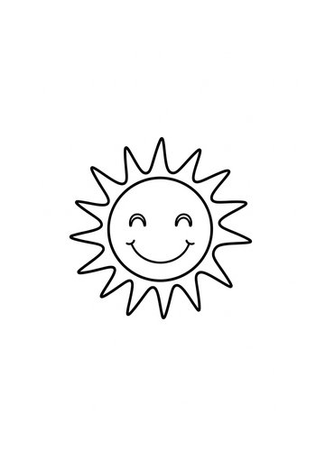 Smiling Sun Coloring Page For Kids