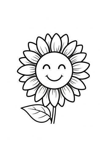 Smiling Sunflower Coloring Page: Printable Fun