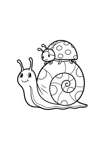 Snail And Ladybug Friends Coloring Page