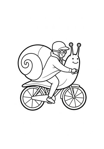 Snail On A Bike Coloring Page: Whimsical Adventure