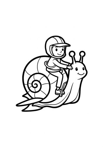 Snail Ride Coloring Page: Kid's Adventure