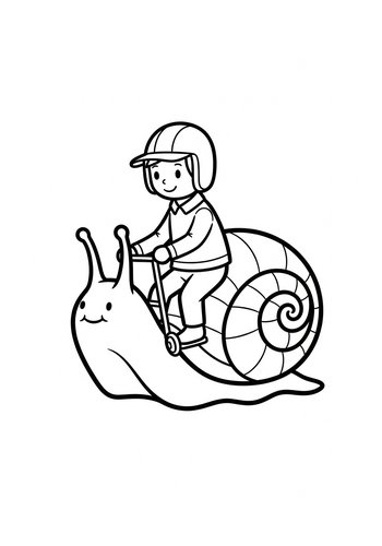 Snail Rider Coloring Page: Whimsical Fun