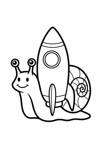 Snail Space Race Coloring Page