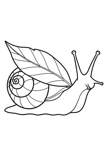 Snail With Leaf Shell Coloring Page