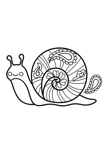 Snail With Paisley Shell - Coloring Page Fun