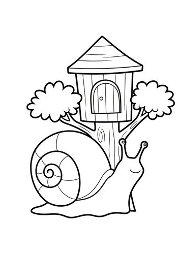 Snail's Cozy Treehouse: A Coloring Adventure