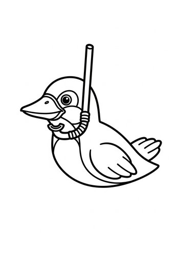 Snorkeling Duck Coloring Page