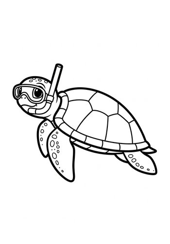 Snorkeling Sea Turtle Coloring Page