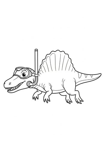 Snorkeling Spinosaurus Coloring Page