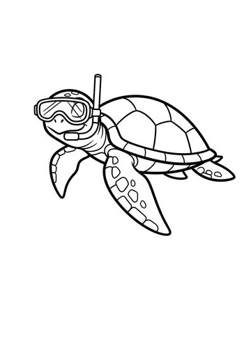 Snorkeling Turtle Coloring Page