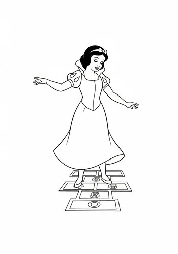 Snow White Playing Hopscotch Coloring Page