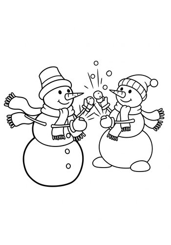 Snowman Celebration Coloring Page