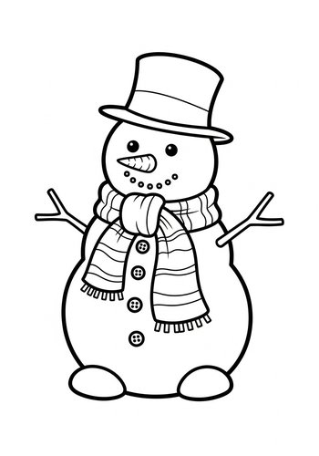 Snowman Coloring Page For Winter Fun