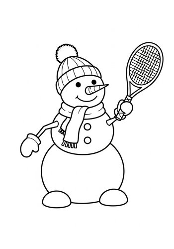 Snowman Tennis Star Coloring Page
