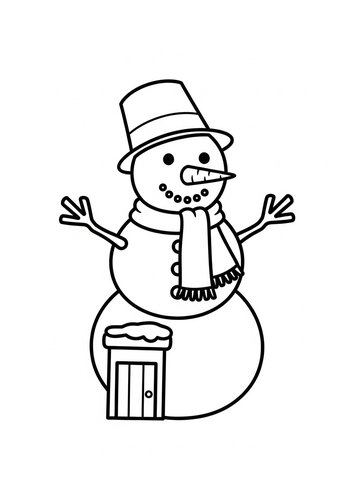 Snowman's Doorway: A Winter Wonderland Coloring Page