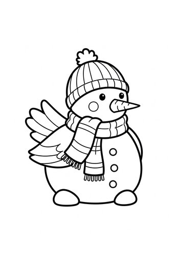 Snowy Bird Coloring Page For Winter Fun
