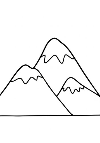 Coloring Page: Snowy Mountain Range - Coloring Page Adventure