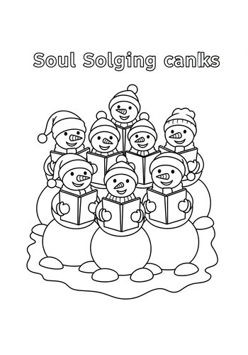 Soulful Carols: Snowman Choir Coloring Page
