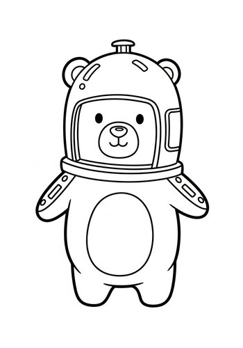 Space Bear Coloring Page: Adventure Awaits