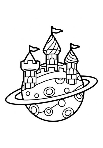 Space Castle Coloring Page: Printable Fun