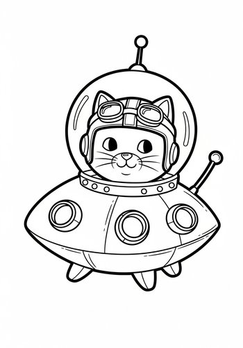 Space Cat Coloring Page
