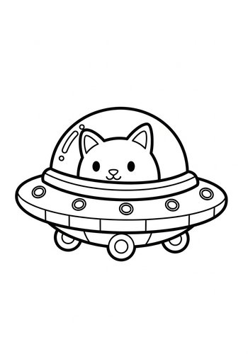 Space Cat Coloring Page