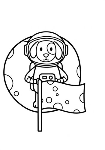Space Dog Astronaut Coloring Page