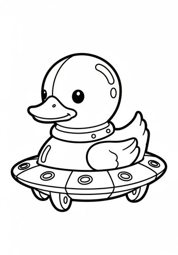 Space Duck Coloring Page: Printable Fun