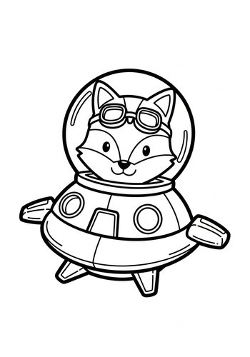 Space Fox Coloring Page: Galactic Adventures