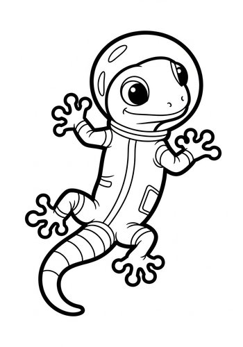 Space Gecko Astronaut Coloring Page