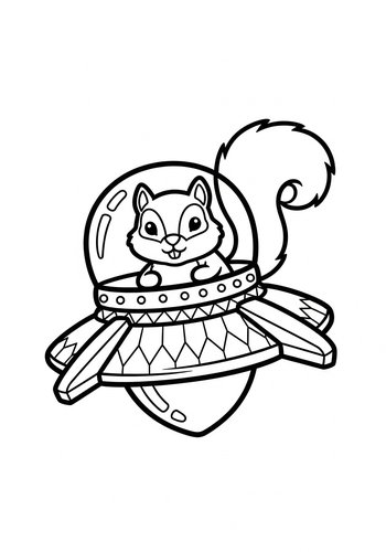 Space Squirrel Coloring Page For Kids