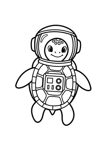 Space Turtle Coloring Page